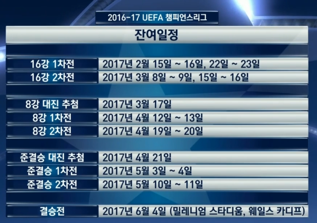 챔피언스리그 경기 일정 | 인스티즈
