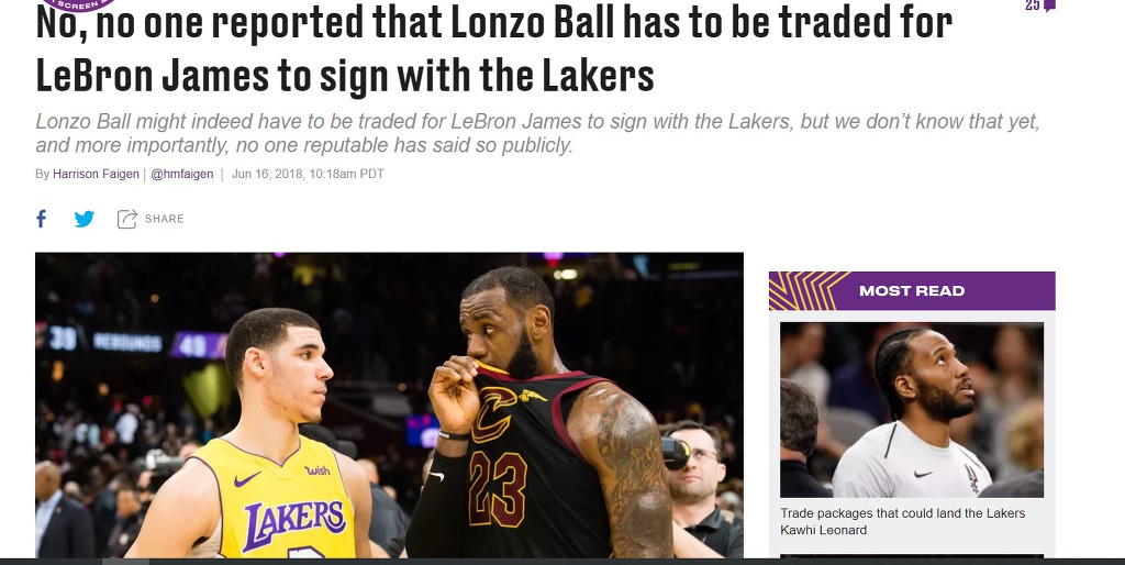 르브론-론조 트레이드 오보였음 | 인스티즈