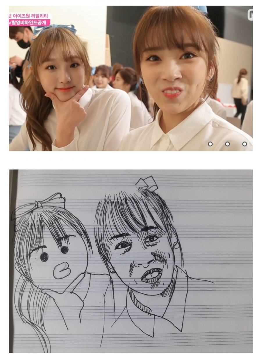 금손 팬들이 그린 아이즈원 김민주,최예나,나코(싱크로율100％).jpg | 인스티즈