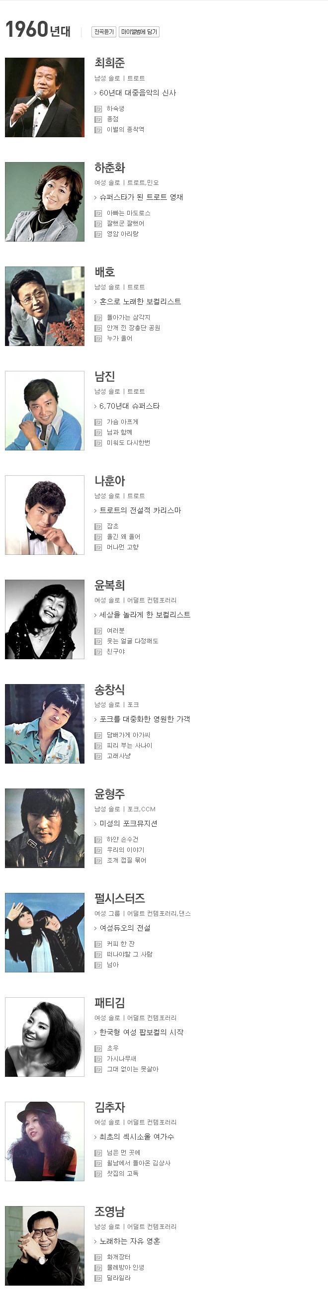 전문가들이 선정한 대한민국 가요계 역대 레전드 가수 100인.jpg | 인스티즈